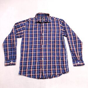 IZOD Casual Tartan Flannel Button Up Shirt Boys Size Large L Blue Orange